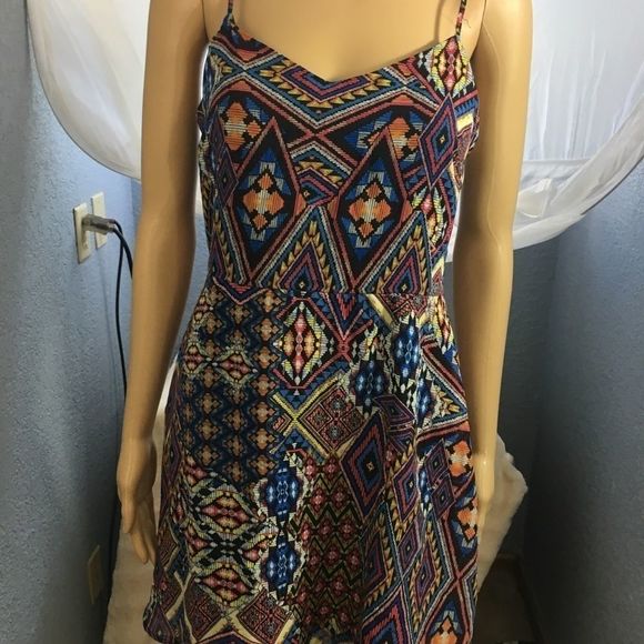 Fire Los Angeles Dresses & Skirts - Spaghetti Straps Aztec Print Dress Sz Medium EUC